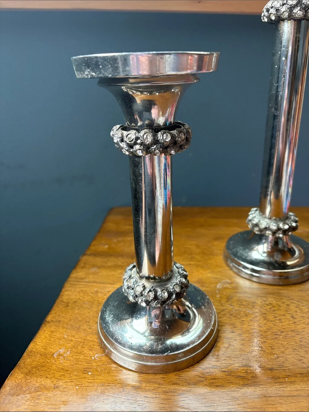 Candlesticks with crystals set